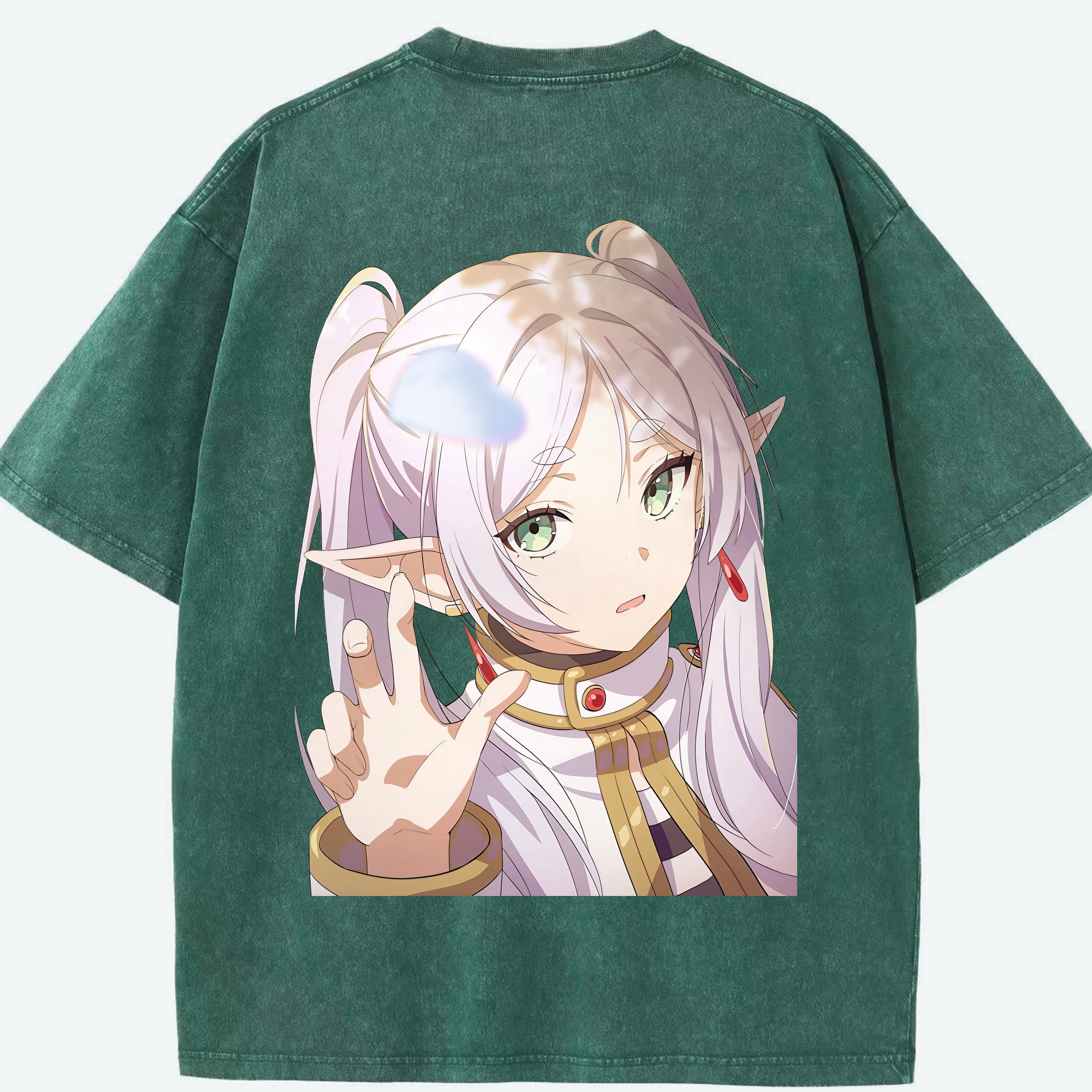 （画像用） 葬送のフリーレン Frieren 綿100% ヴィンテージ風 半袖Tシャツ（背面プリント）